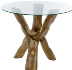Casa Padrino Luxus Glastisch Braun Ø 90 x H. 73 cm - Dreibeiniger Runder Tisch