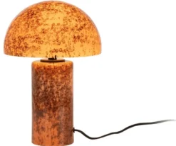 Casa Padrino Luxus Glas Tischleuchte Orange / Braun H. 36 cm - Runde Schreibtischleuchte