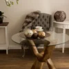 Casa Padrino Luxus Glastisch Braun Ø 60 x H. 48 cm - Dreibeiniger Runder Wohnzimmertisch