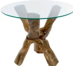 Casa Padrino Luxus Glastisch Braun Ø 60 x H. 48 cm - Dreibeiniger Runder Wohnzimmertisch