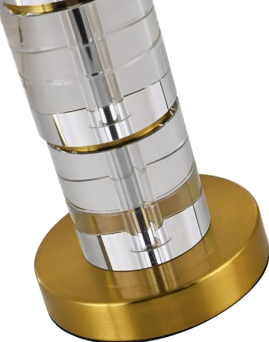 Casa Padrino Luxus Glas Tischleuchte Gold / Weiß Ø 40 x H. 66 cm
