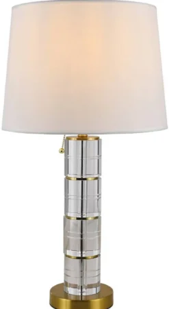 Casa Padrino Luxus Glas Tischleuchte Gold / Weiß Ø 40 x H. 66 cm