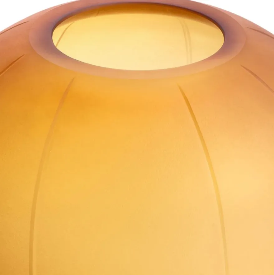 Casa Padrino Luxus Glas Vase Bernstein Ø 24 x H. 35 cm - Mundgeblasene Blumenvase - Runde Deko Blumenvase - Deko Accessoires - Deko Glas Vasen - Luxus Accessoires