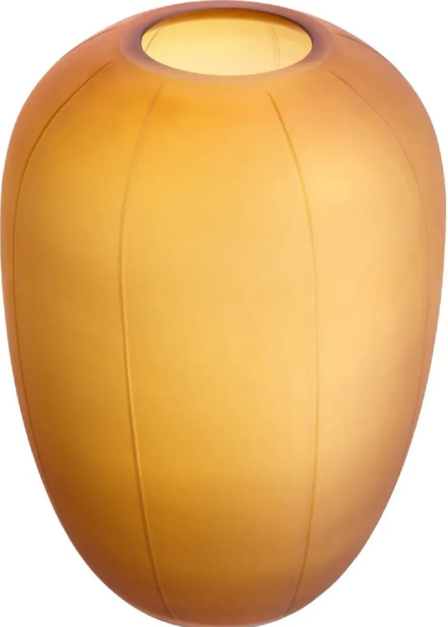 Casa Padrino Luxus Glas Vase Bernstein Ø 24 x H. 35 cm - Mundgeblasene Blumenvase - Runde Deko Blumenvase - Deko Accessoires - Deko Glas Vasen - Luxus Accessoires