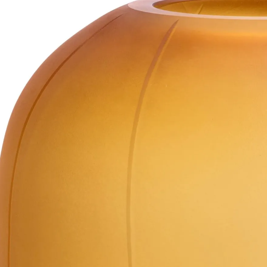 Casa Padrino Luxus Glas Vase Bernstein Ø 24 x H. 35 cm - Mundgeblasene Blumenvase - Runde Deko Blumenvase - Deko Accessoires - Deko Glas Vasen - Luxus Accessoires