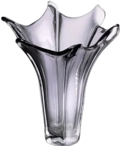 Casa Padrino Luxus Glas Vase Grau Ø 32 x H. 35 cm - Mundgeblasene Blumenvase - Deko Blumenvase - Deko Accessoires - Deko Glas Vasen - Luxus Accessoires