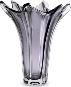 Casa Padrino Luxus Glas Vase Grau Ø 32 x H. 35 cm - Mundgeblasene Blumenvase - Deko Blumenvase - Deko Accessoires - Deko Glas Vasen - Luxus Accessoires