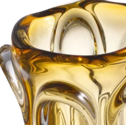 Casa Padrino Luxus Glas Vase Gelb Ø 20 x H. 31 cm - Moderne Deko Blumenvase - Deko Accessoires - Luxus Kollektion