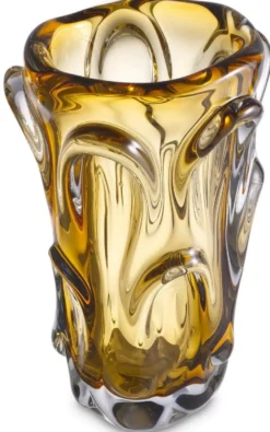 Casa Padrino Luxus Glas Vase Gelb Ø 20 x H. 31 cm - Moderne Deko Blumenvase - Deko Accessoires - Luxus Kollektion