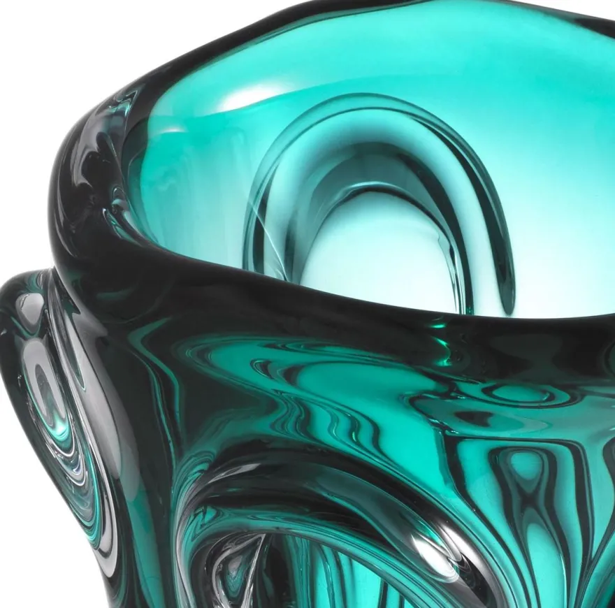 Casa Padrino Luxus Glas Vase Türkis Ø 20 x H. 31 cm - Moderne Deko Blumenvase - Deko Accessoires - Luxus Kollektion