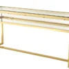 Casa Padrino Luxus Glas Vitrine Edelstahl Gold B 160 x T 45 x H 77 cm Konsole Ladeneinrichtung - Art Deco Möbel