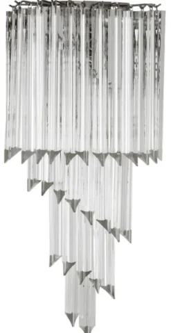 Casa Padrino Luxus Glas Wandleuchte Silber / klares Glas 30 x 14,5 x H. 64,5 cm - Wohnzimmer Leuchte - Luxus Qualität