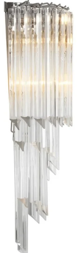 Casa Padrino Luxus Glas Wandleuchte Silber / klares Glas 30 x 14,5 x H. 64,5 cm - Wohnzimmer Leuchte - Luxus Qualität