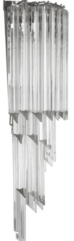 Casa Padrino Luxus Glas Wandleuchte Silber / klares Glas 30 x 14,5 x H. 64,5 cm - Wohnzimmer Leuchte - Luxus Qualität
