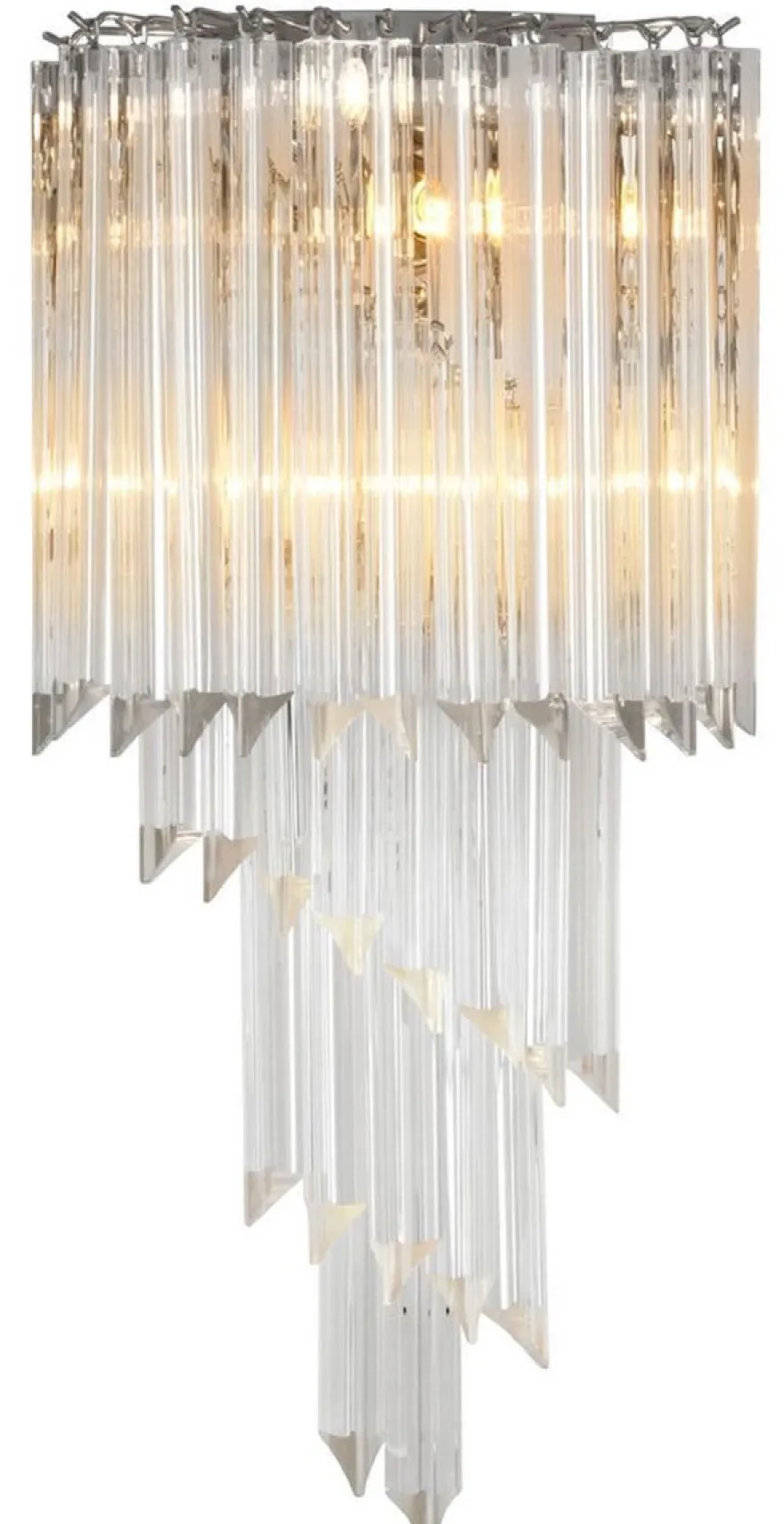 Casa Padrino Luxus Glas Wandleuchte Silber / klares Glas 30 x 14,5 x H. 64,5 cm - Wohnzimmer Leuchte - Luxus Qualität