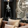 Casa Padrino Luxus Globus im Art Deco Stil - Edelstahl mit Nickel Finish - Silber - Höhe: 52 cm
