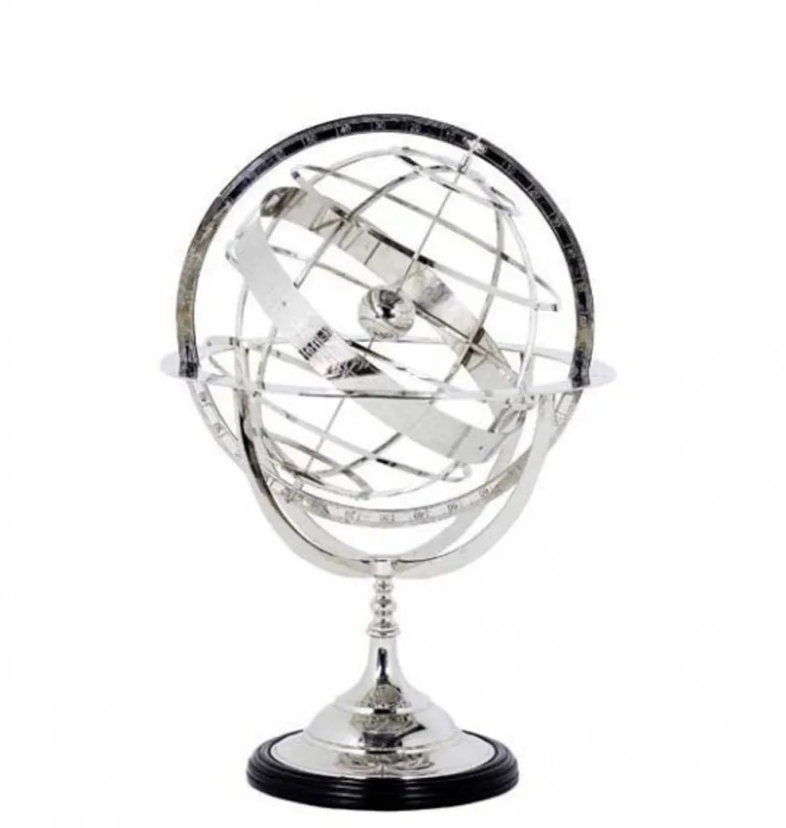 Casa Padrino Luxus Globus im Art Deco Stil - Edelstahl mit Nickel Finish - Silber - Höhe: 52 cm