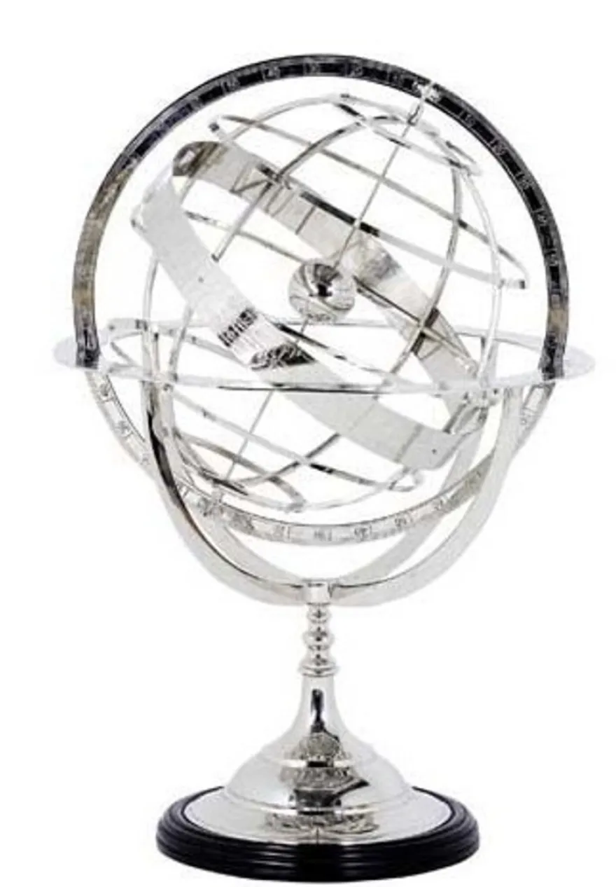 Casa Padrino Luxus Globus im Art Deco Stil Nickel Finish Silber Höhe 29 cm - Edle Tischdekoration