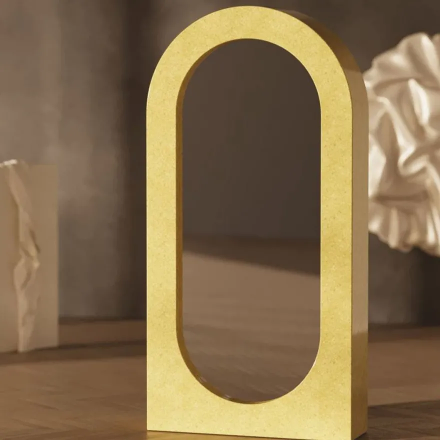 Casa Padrino Luxus Gussbeton Standspiegel Gelb 100 x H. 200 cm - Hotel & Garten Möbel