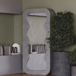 Casa Padrino Luxus Gussbeton Standspiegel Grau 100 x H. 200 cm - Hotel & Garten Möbel