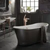 Casa Padrino Luxus Gusseisen Badewanne Carbonfarben / Weiß 170 x 68 x H. 69.5 cm - Gebogene freistehende Badewanne - Barock & Jugendstil Badezimmer Möbel