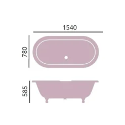 Casa Padrino Luxus Gusseisen Badewanne Hellblau-grau / Weiß 154 cm - Gebogene freistehende Badewanne - Barock & Jugendstil Badezimmer Möbel