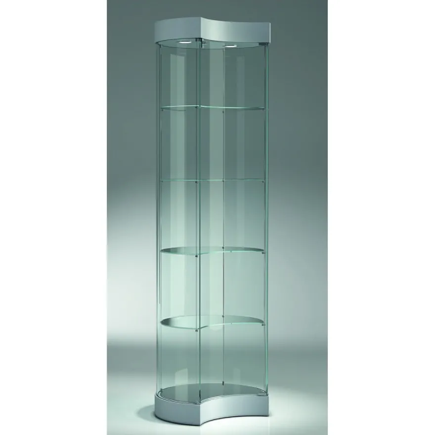 Casa Padrino Luxus Halbmond-Ladenvitrine Ø 57 cm H. 190 cm mit 2 LED-Spots - Ladeneinrichtung - Boutique Möbel - Made in Italy