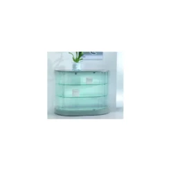 Casa Padrino Luxus Halboval-Theken-Vitrine 112 x 38 cm H. 87 cm mit LED - Ladeneinrichtung - Boutique Möbel - Made in Italy