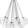 Casa Padrino Luxus Halogen Deckenleuchte Silber Ø 66 x H. 94,5 cm - Dimmbare Deckenlampe mit runden Glas Lampenschirmen - Luxus Qualität