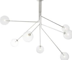 Casa Padrino Luxus Halogen Kronleuchter Silber 192 x 192 x H. 85 cm - Moderner dimmbarer Kronleuchter mit runden Glas Lampenschirmen - Luxus Kollektion