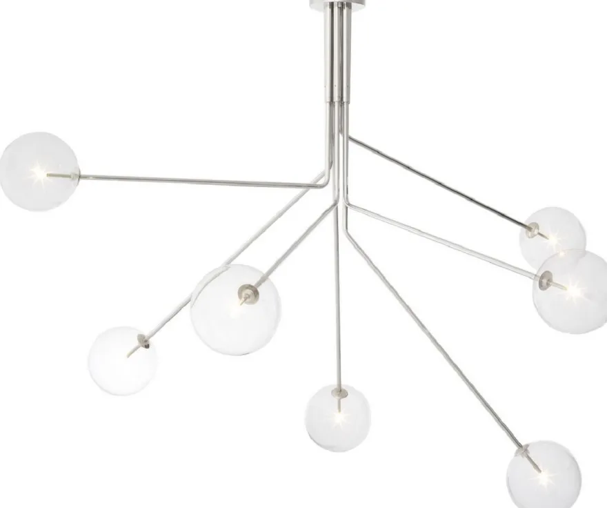 Casa Padrino Luxus Halogen Kronleuchter Silber 192 x 192 x H. 85 cm - Moderner dimmbarer Kronleuchter mit runden Glas Lampenschirmen - Luxus Kollektion
