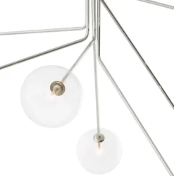 Casa Padrino Luxus Halogen Kronleuchter Silber 192 x 192 x H. 85 cm - Moderner dimmbarer Kronleuchter mit runden Glas Lampenschirmen - Luxus Kollektion