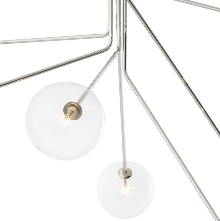 Casa Padrino Luxus Halogen Kronleuchter Silber 192 x 192 x H. 85 cm - Moderner dimmbarer Kronleuchter mit runden Glas Lampenschirmen - Luxus Kollektion