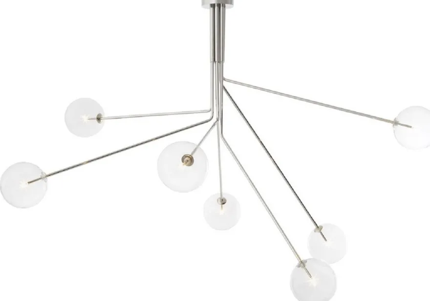 Casa Padrino Luxus Halogen Kronleuchter Silber 192 x 192 x H. 85 cm - Moderner dimmbarer Kronleuchter mit runden Glas Lampenschirmen - Luxus Kollektion