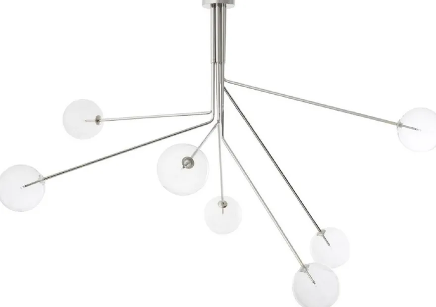 Casa Padrino Luxus Halogen Kronleuchter Silber 192 x 192 x H. 85 cm - Moderner dimmbarer Kronleuchter mit runden Glas Lampenschirmen - Luxus Kollektion