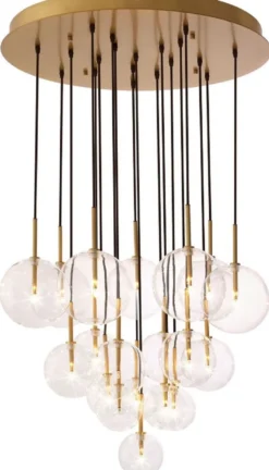 Casa Padrino Luxus Halogen Kronleuchter Antik Messingfarben Ø 80 x H. 125 cm - Moderner Kronleuchter mit Glas Lampenschirmen - Luxus Qualität