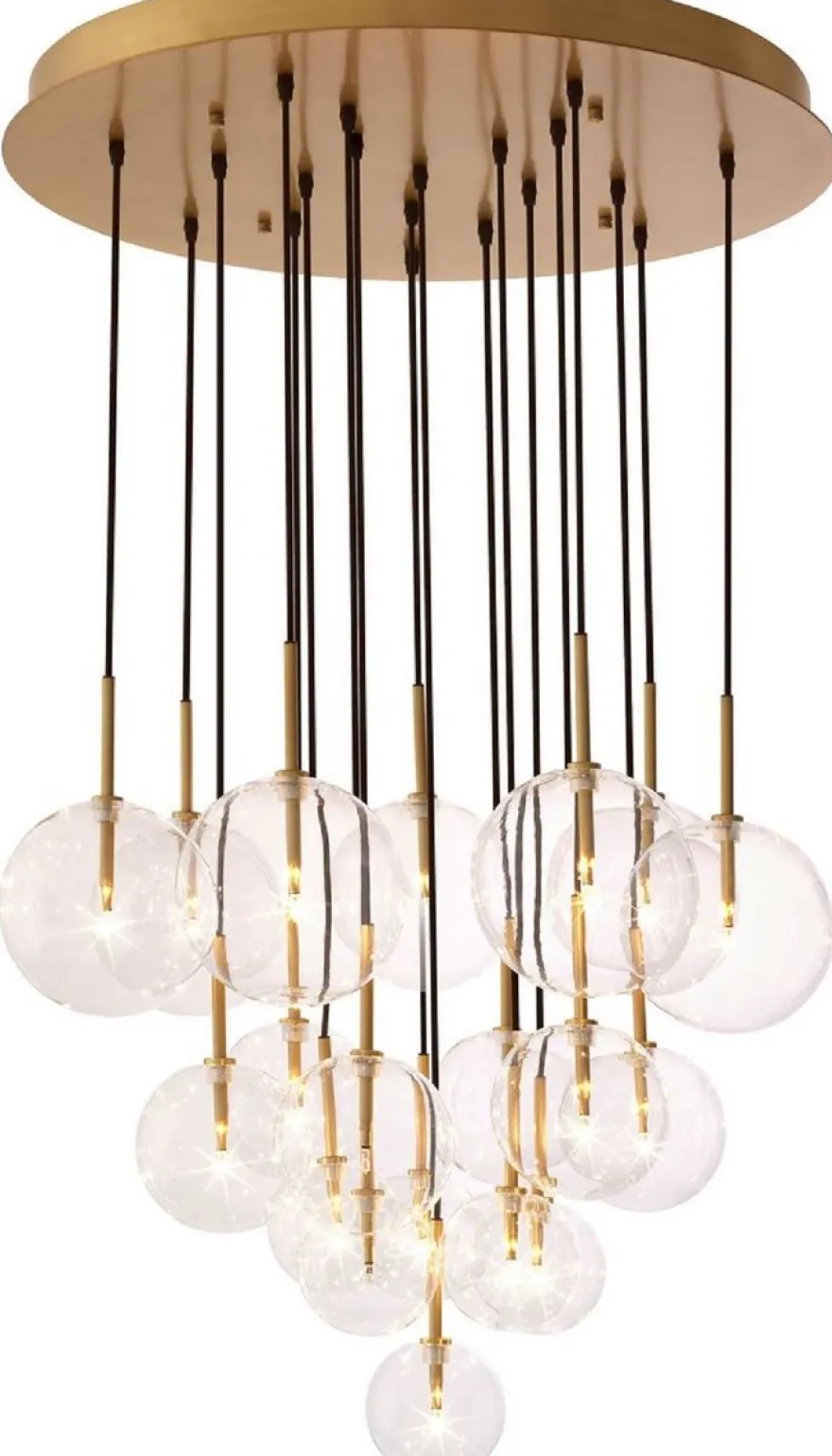 Casa Padrino Luxus Halogen Kronleuchter Antik Messingfarben Ø 80 x H. 125 cm - Moderner Kronleuchter mit Glas Lampenschirmen - Luxus Qualität