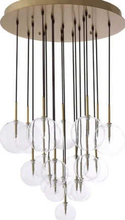 Casa Padrino Luxus Halogen Kronleuchter Antik Messingfarben Ø 80 x H. 125 cm - Moderner Kronleuchter mit Glas Lampenschirmen - Luxus Qualität