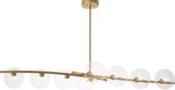 Casa Padrino Luxus Halogen Kronleuchter Antik Messing 177 x 56 x H. 88,5 cm - Wohnzimmer Kronleuchter mit runden Glas Lampenschirmen - Hotel Kronleuchter - Restaurant Kronleuchter