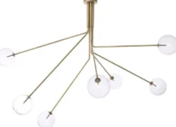 Casa Padrino Luxus Halogen Kronleuchter Antik Messingfarben 192 x 192 x H. 85 cm - Moderner dimmbarer Kronleuchter mit runden Glas Lampenschirmen - Luxus Kollektion