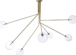 Casa Padrino Luxus Halogen Kronleuchter Antik Messingfarben 192 x 192 x H. 85 cm - Moderner dimmbarer Kronleuchter mit runden Glas Lampenschirmen - Luxus Kollektion
