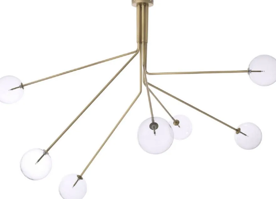 Casa Padrino Luxus Halogen Kronleuchter Antik Messingfarben 192 x 192 x H. 85 cm - Moderner dimmbarer Kronleuchter mit runden Glas Lampenschirmen - Luxus Kollektion