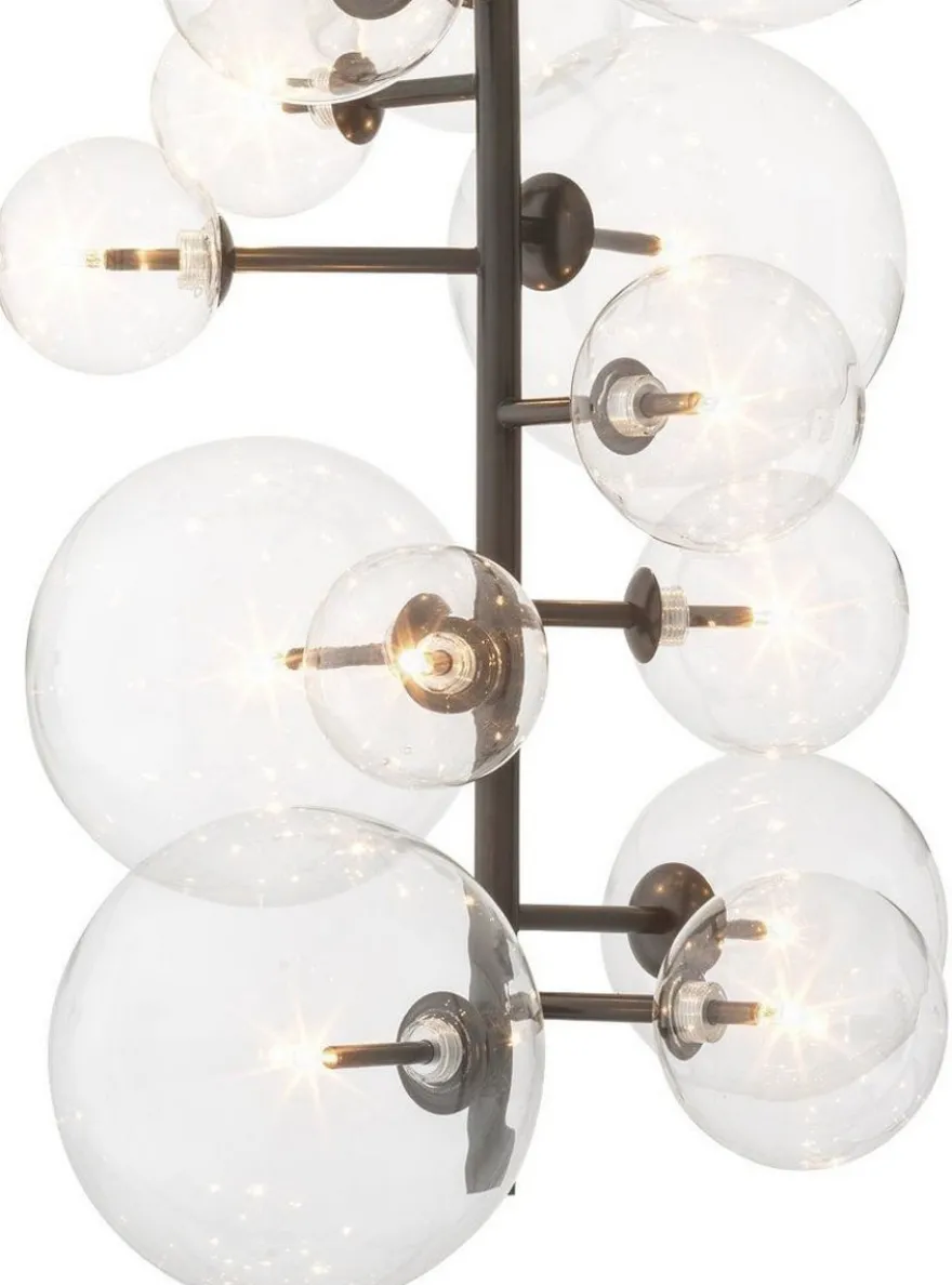 Casa Padrino Luxus Halogen Kronleuchter Bronzefarben 26 x 26 x H. 71 cm - Moderner Kronleuchter mit runden Glas Lampenschirmen - Luxus Kollektion