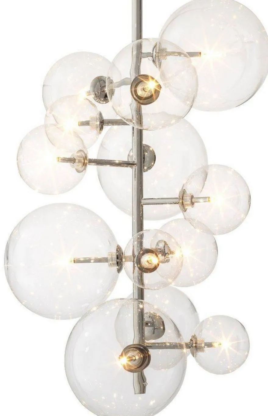 Casa Padrino Luxus Halogen Kronleuchter Silber 26 x 26 x H. 71 cm - Moderner Kronleuchter mit runden Glas Lampenschirmen - Luxus Kollektion