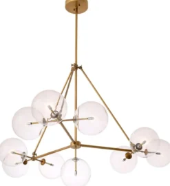Casa Padrino Luxus Halogen Kronleuchter Antik Messing Ø 140 x H. 90 cm - Wohnzimmer Kronleuchter mit runden Glas Lampenschirmen - Hotel Kronleuchter - Restaurant Kronleuchter - Luxus Qualität
