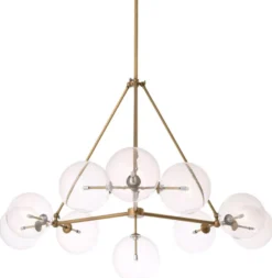 Casa Padrino Luxus Halogen Kronleuchter Antik Messing Ø 140 x H. 90 cm - Wohnzimmer Kronleuchter mit runden Glas Lampenschirmen - Hotel Kronleuchter - Restaurant Kronleuchter - Luxus Qualität