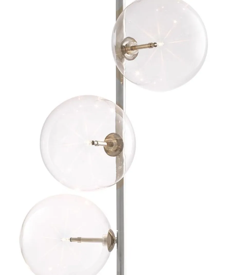 Casa Padrino Luxus Halogen Stehleuchte Silber / Schwarz Ø 44 x H. 190 cm - Energiesparlampe mit edlem Marmorfuß