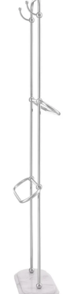 Casa Padrino Luxus Handtuchhalter Silber / Weiß 50 x 22 x H. 159 cm - Luxus Badezimmer Accessoires