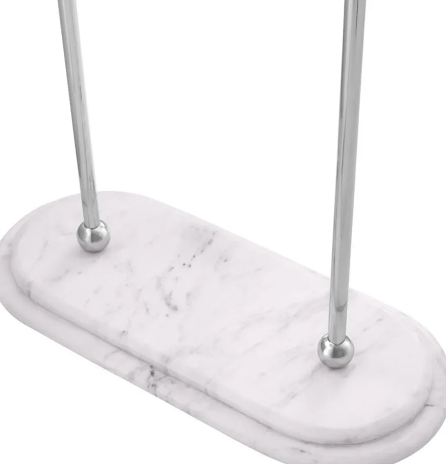 Casa Padrino Luxus Handtuchhalter Silber / Weiß 50 x 22 x H. 159 cm - Luxus Badezimmer Accessoires