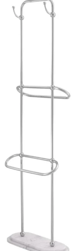 Casa Padrino Luxus Handtuchhalter Silber / Weiß 50 x 22 x H. 159 cm - Luxus Badezimmer Accessoires